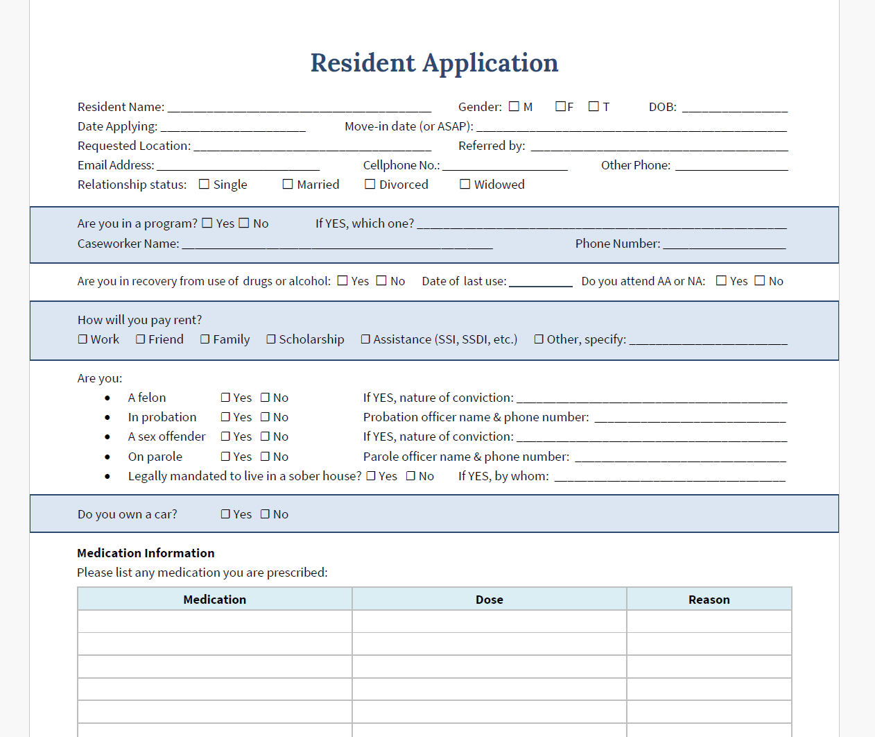 Resident Application preview
