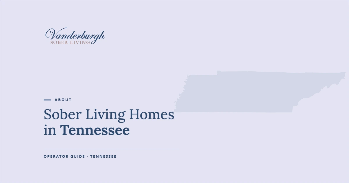 How Sober Living Works in Tennessee — Vanderburgh Sober Living guide graphic with Tennessee state outline