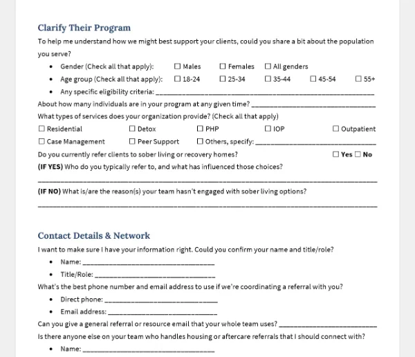 Referral source call script preview