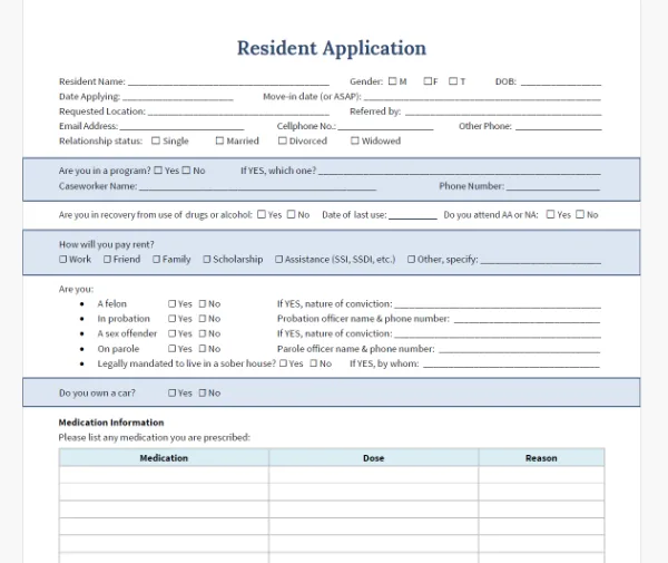 Resident application template preview